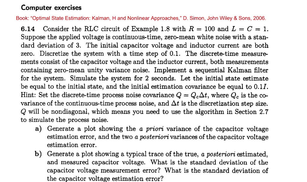 6.14 Consider the RLC circuit of Example 1.8 with | Chegg.com