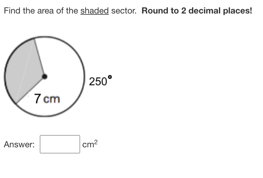 Find The Area Of The Shaded Sector www.chegg.com