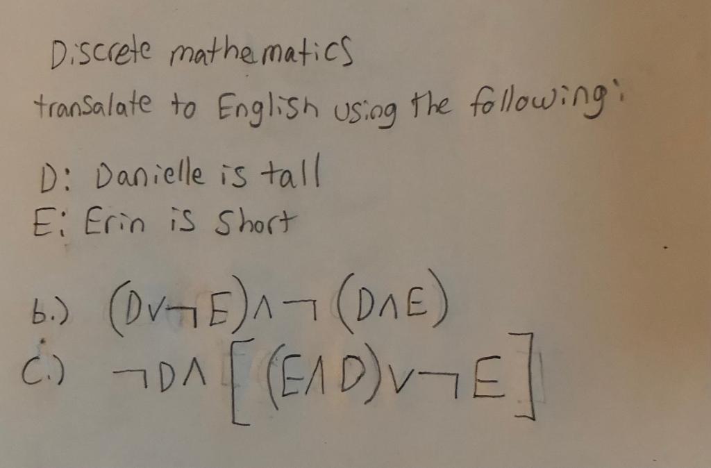 Solved Discrete mathematics transalate to English using the | Chegg.com