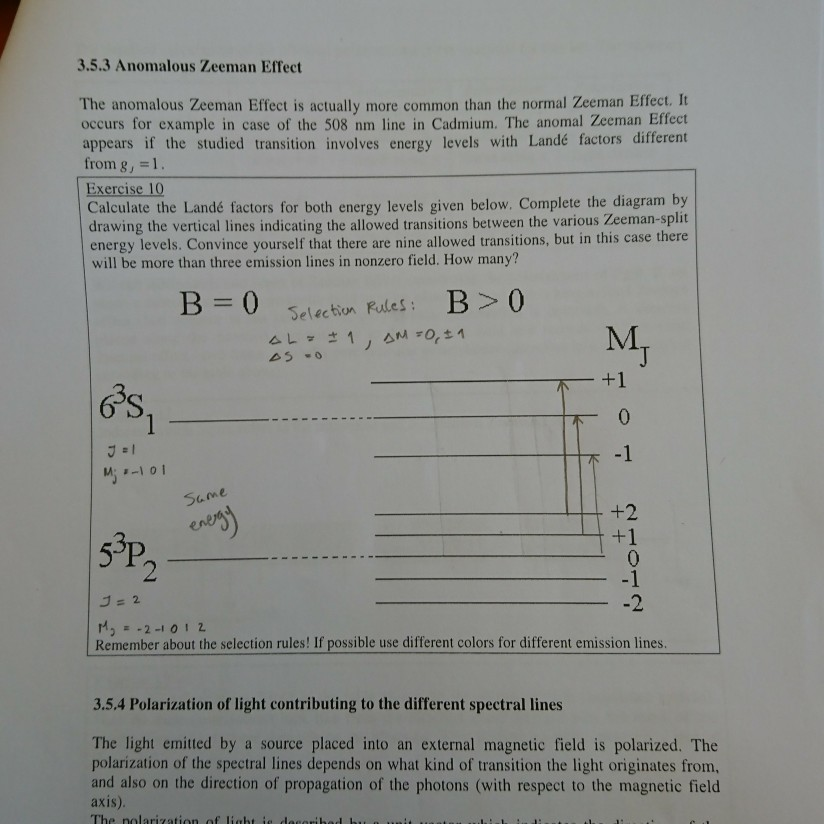 Solved 3.5.3 Anomalous Zeeman Effect The Anomalous Zeeman | Chegg.com