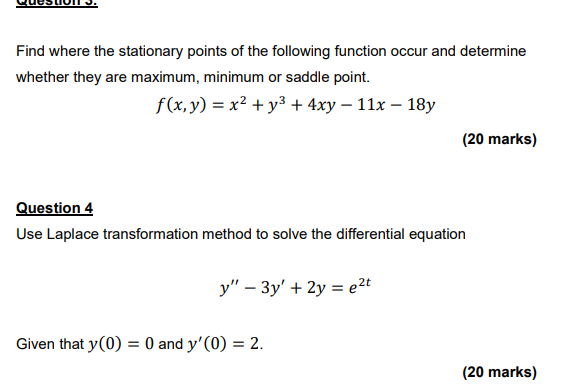 Solved Find where the stationary points of the following | Chegg.com