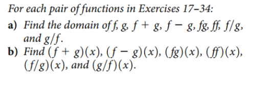 Solved For each pair of functions in Exercises 17-34: a) | Chegg.com