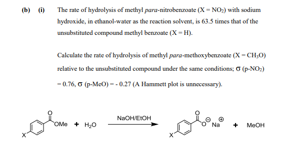 Solved (b) (i) The rate of hydrolysis of methyl | Chegg.com