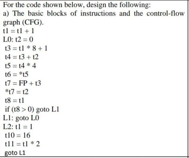 Solved For the code shown below, design the following: a) | Chegg.com
