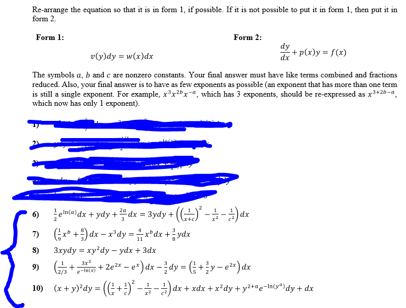 Solved Re Arrange The Equation So That It Is In Form 1 I Chegg Com