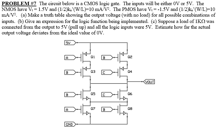 Solved PROBLEM #7 The Circuit Below Is A CMOS Logic Gate. | Chegg.com