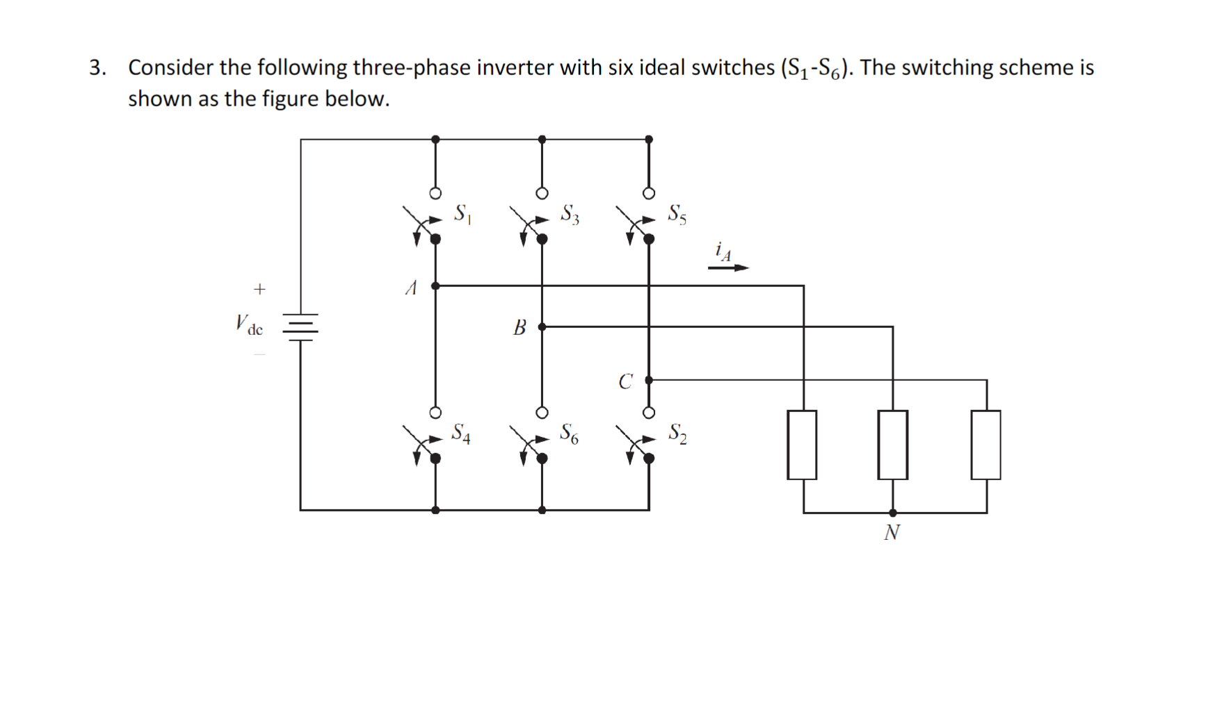 Solved belo'3. Consider the following three-phase inverter | Chegg.com
