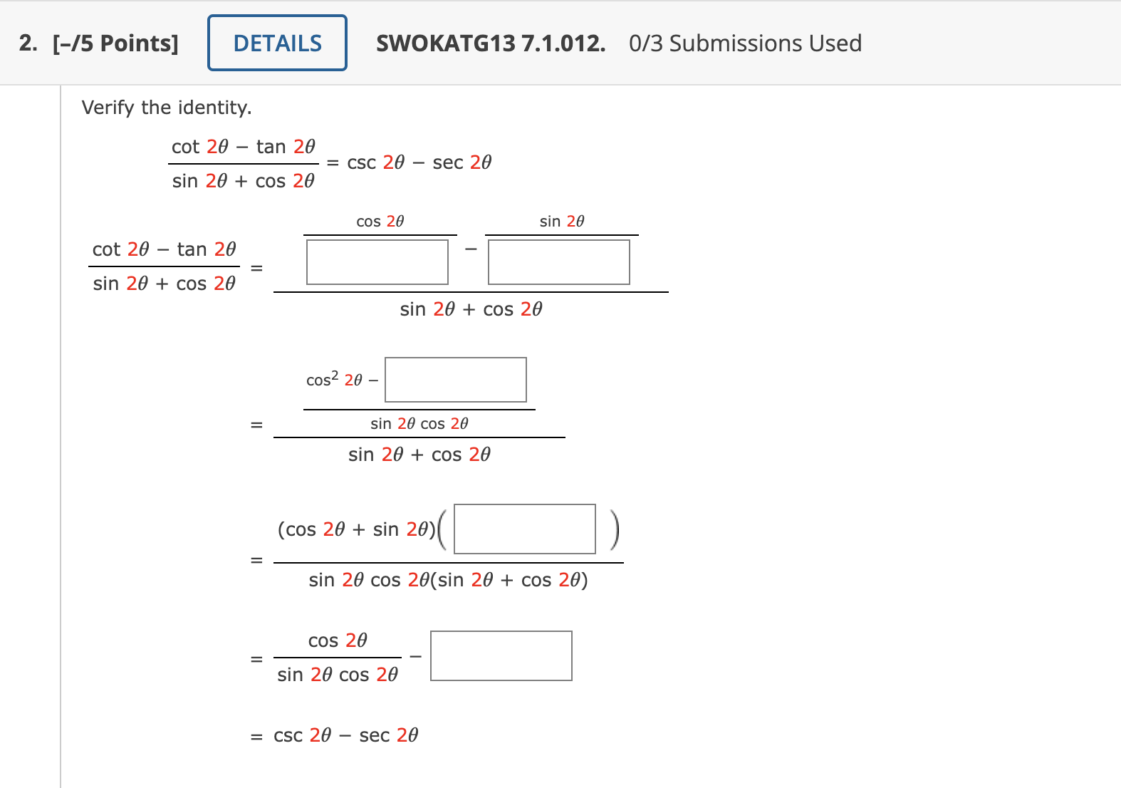 Solved Verify The Identity 5474