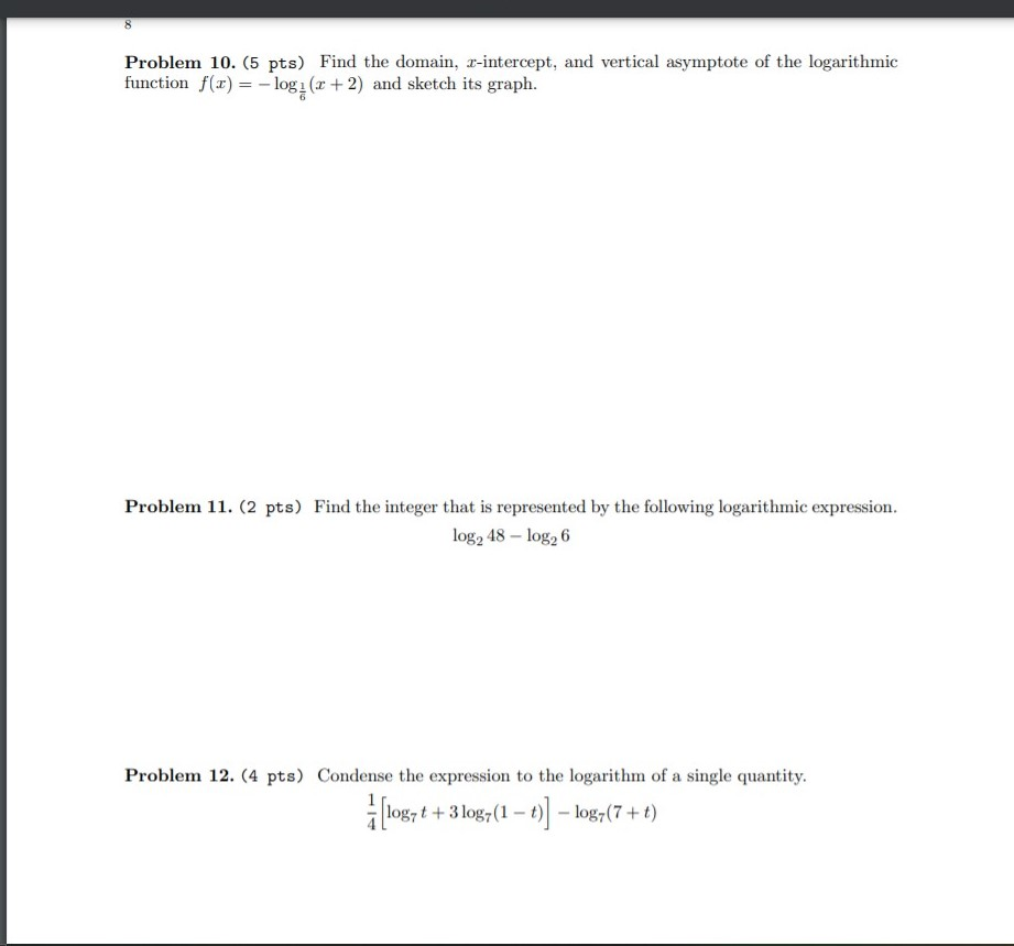 Solved Find The Domain X Intercept And Vertical Asymptote