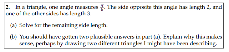 triangle with one angle and 2 sides