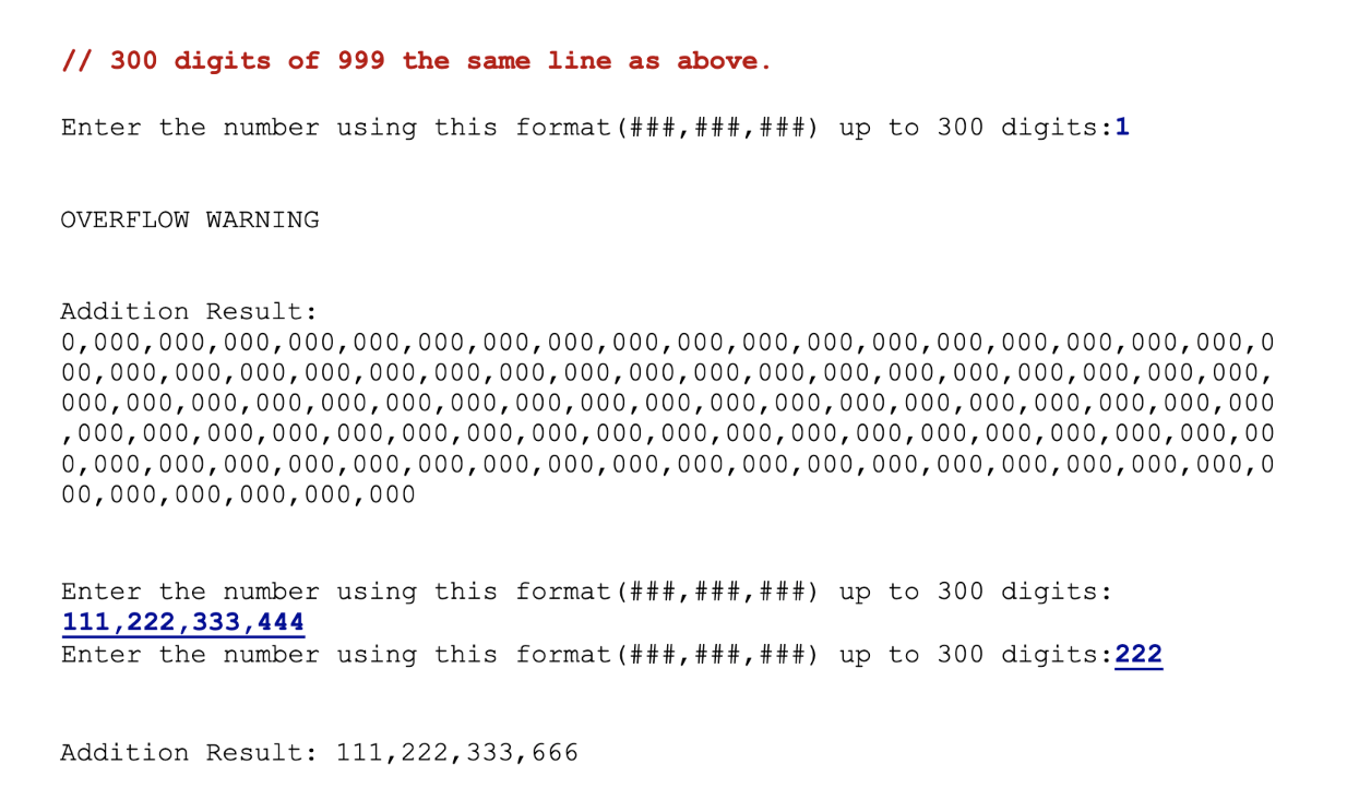 Solved Write a program to add two large integers with up to | Chegg.com