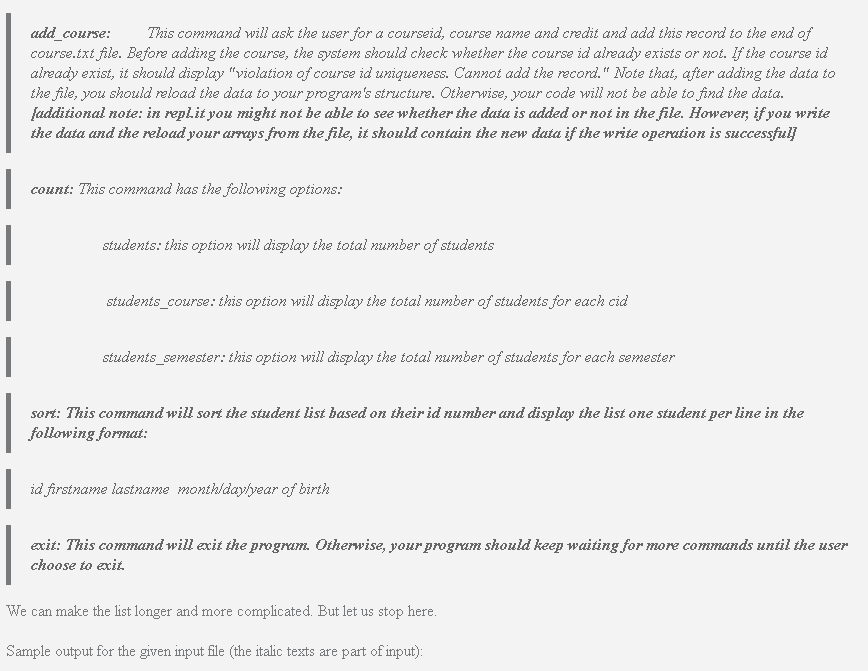 In this Assignment you will develop a file I/O based | Chegg.com