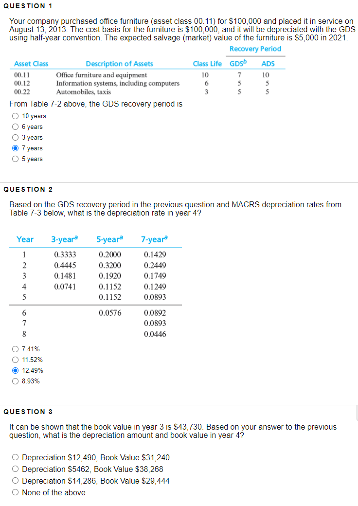 Solved QUESTION 1 Your company purchased office furniture