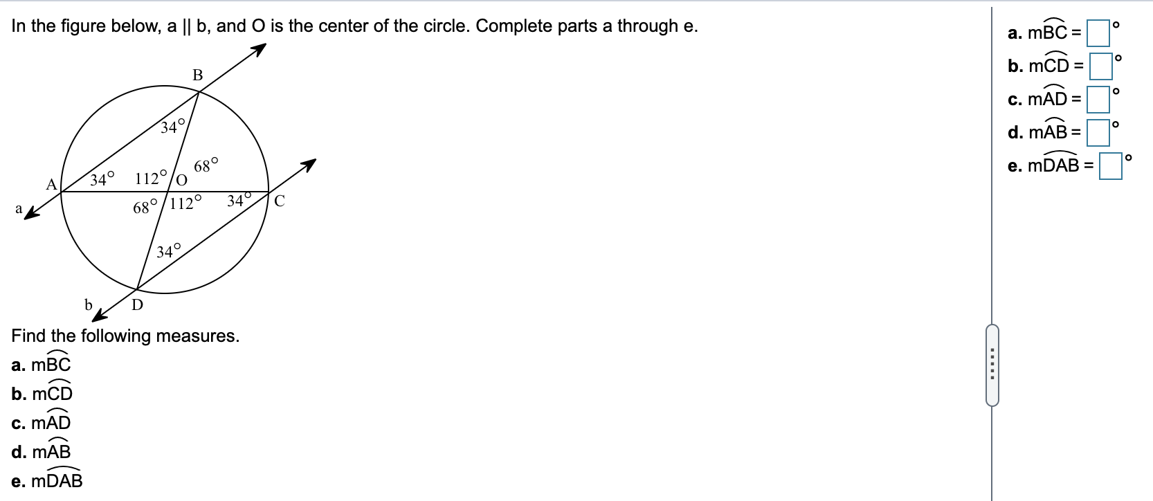 Solved In The Figure Below, A || B, And O Is The Center Of | Chegg.com