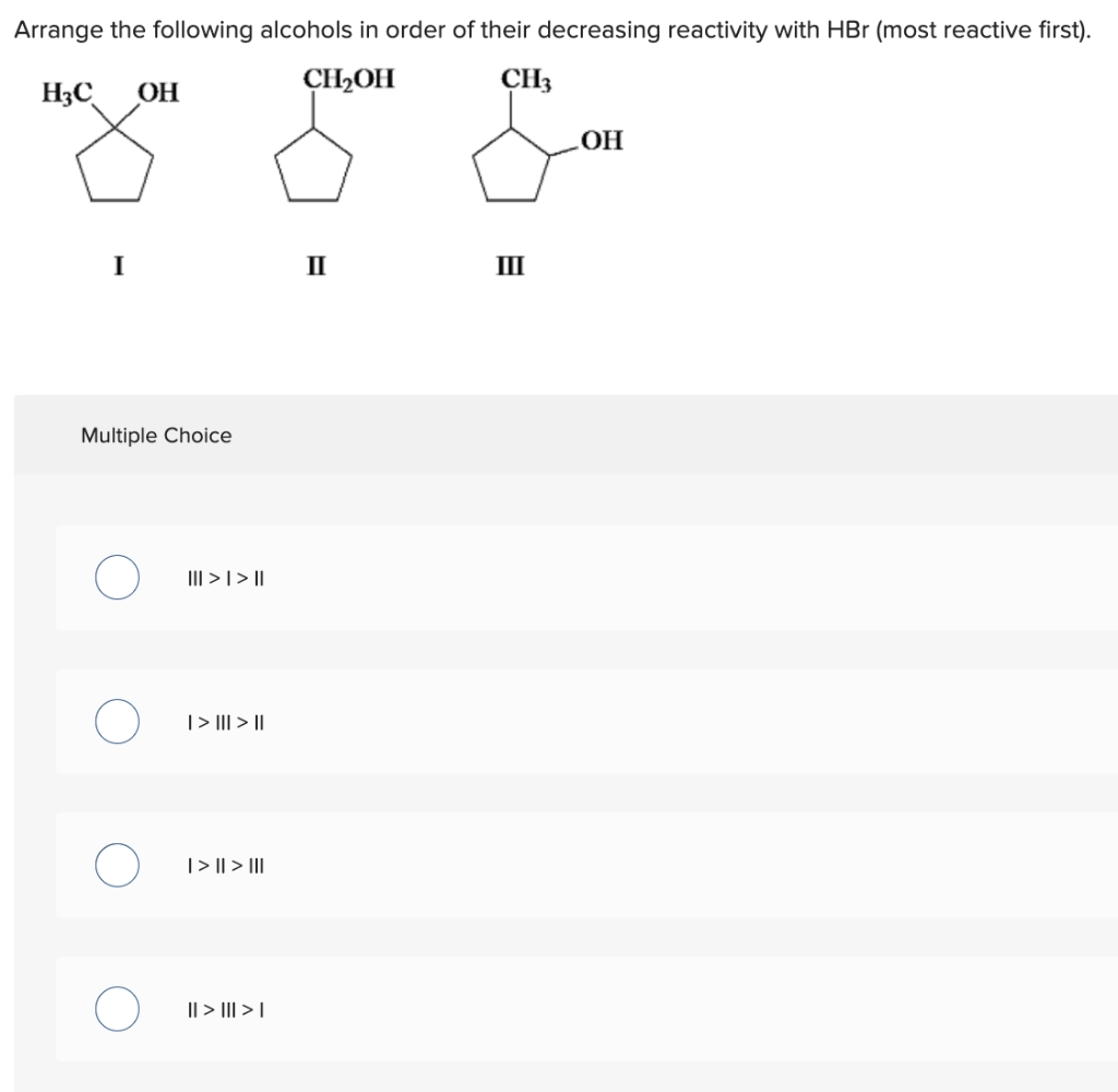 solved-arrange-the-following-alcohols-in-order-of-their-chegg