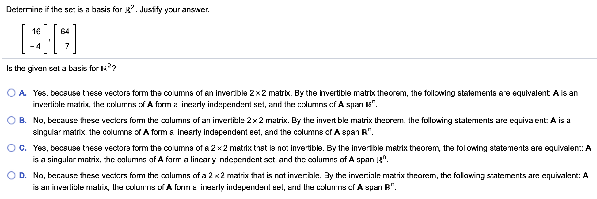 Solved Determine If The Set Is A Basis For R2. Justify Your | Chegg.com