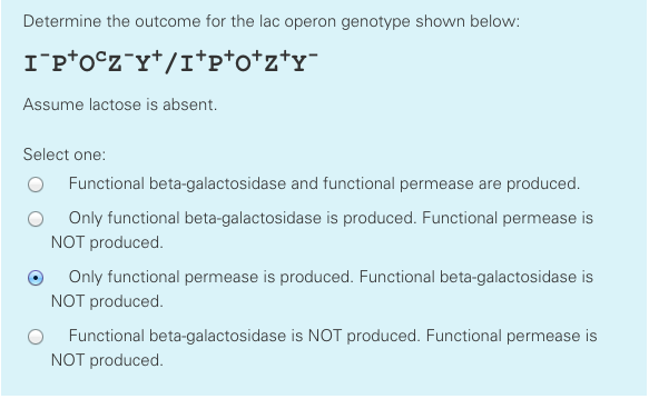 Solved Determine The Outcome For The Lac Operon Genotype Chegg Com