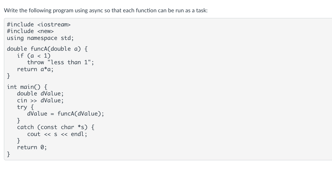 Solved Write the following program using async so that each | Chegg.com