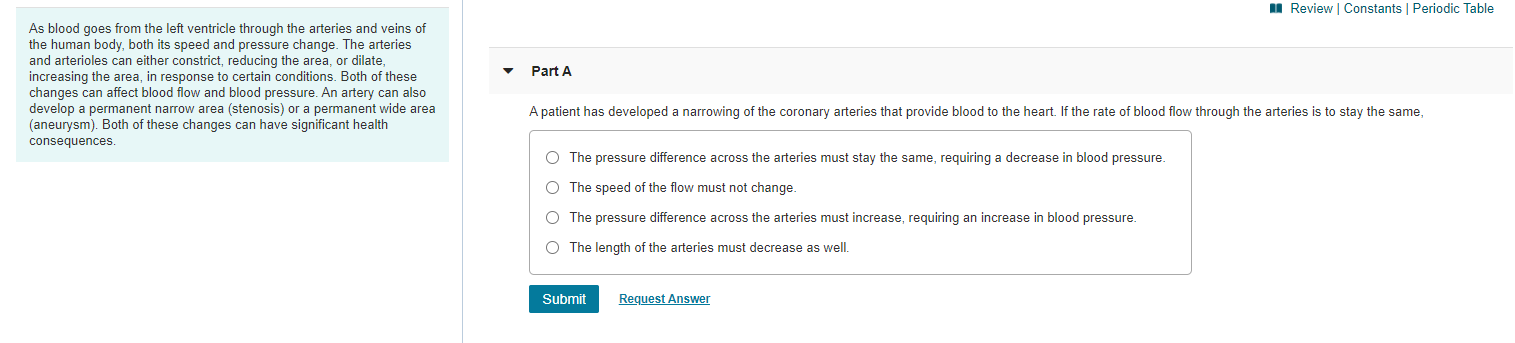 Solved Problem 13.75 Part A As Blood Goes From The Left 