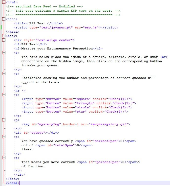 Solved Make a js file for an ESP Test that links to the HTML | Chegg.com
