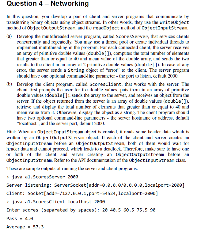 Question 4 - Networking In this question, you develop | Chegg.com