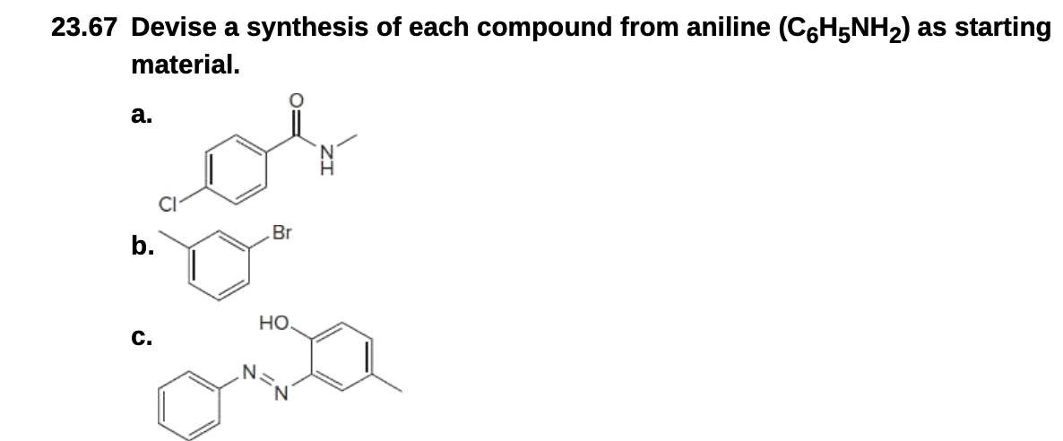 Solved Devise A Synthesis Of Each Compound From Aniline | Chegg.com