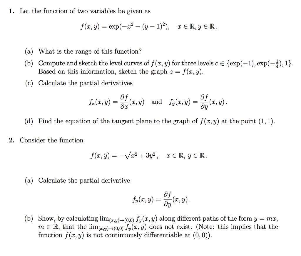 Solved 1. Let the function of two variables be given as | Chegg.com