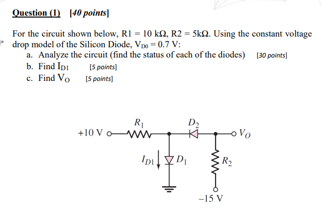 Solved Question (1) [40 Points) For The Circuit Shown Below, | Chegg.com