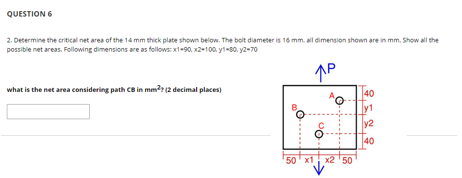 Solved QUESTION 6 2. Determine the critical net area of the | Chegg.com