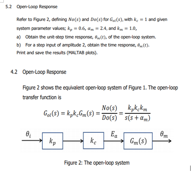 Solved Open-Loop Response (5.2) a) From the time response | Chegg.com