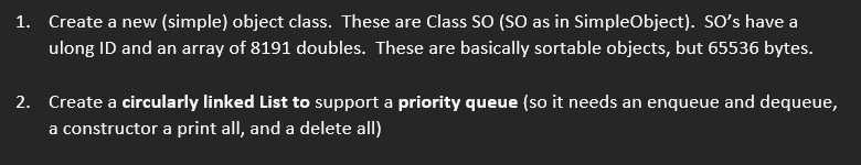Solved 1. Create a new (simple) object class. These are | Chegg.com