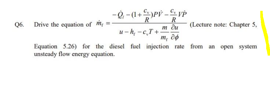 Solved R R Q6 Drive The Equation Of Me 9 1 Pv Ce VÞ