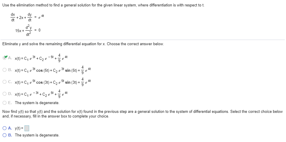 Solved Use The Elimination Method To Find A General Solution 9283