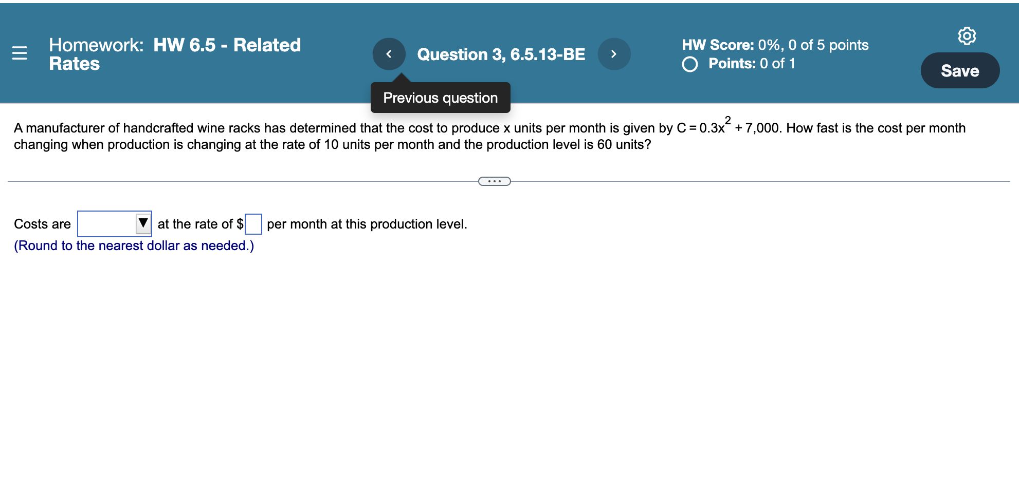 Solved E Homework: HW 6.5 - Related Rates Question 3, | Chegg.com