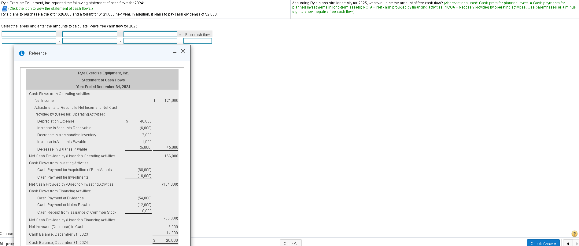 Solved Ryle Exercise Equipment, Inc. reported the following