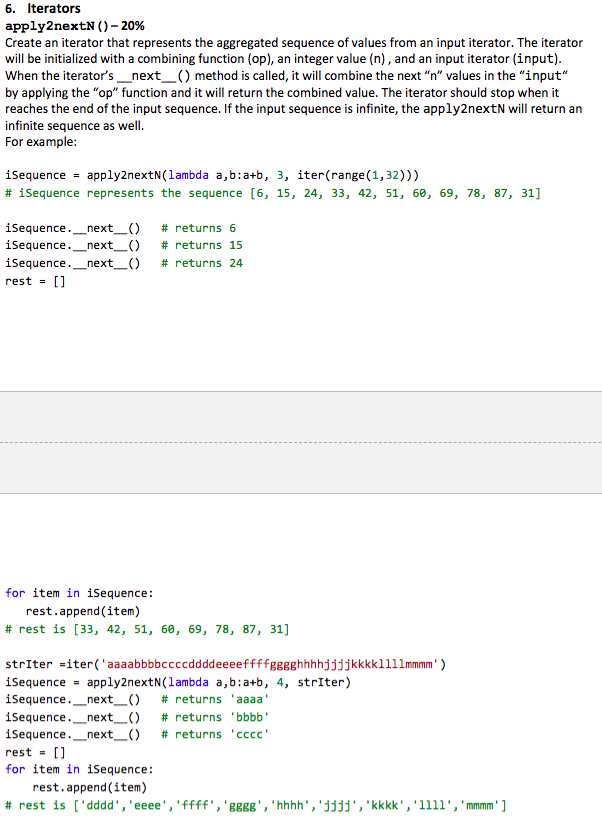 Solved 6. Iterators apply2next() - 20% Create an iterator | Chegg.com