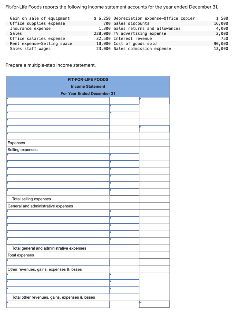 Solved Fit-for-Life Foods reports the following income | Chegg.com