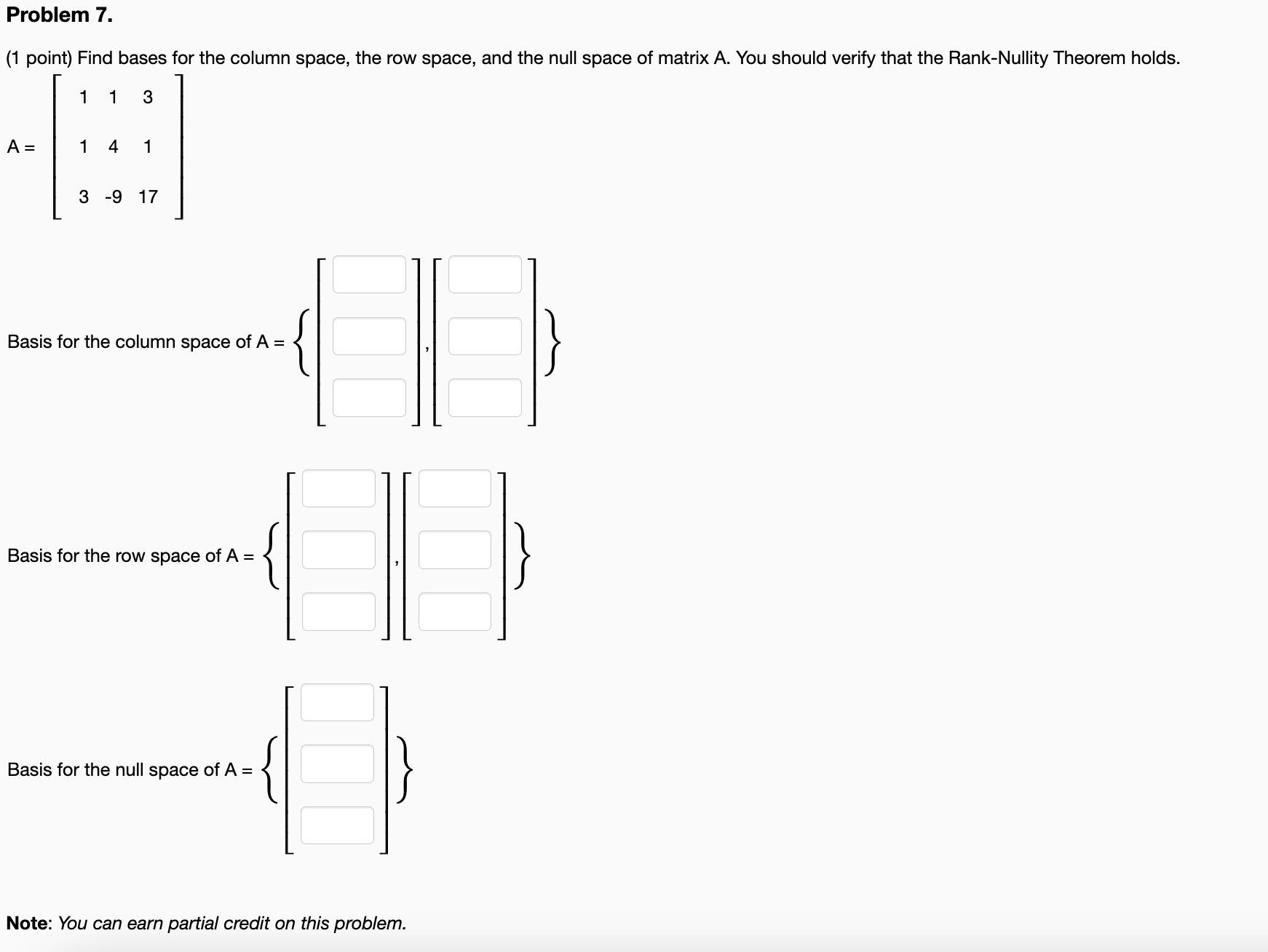 Solved Problem 7. 1 point Find bases for the column Chegg