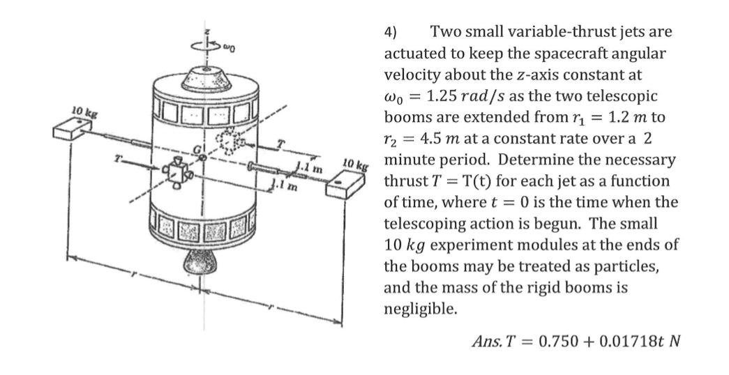 Solved 4) Two small variablethrust jets are actuated to