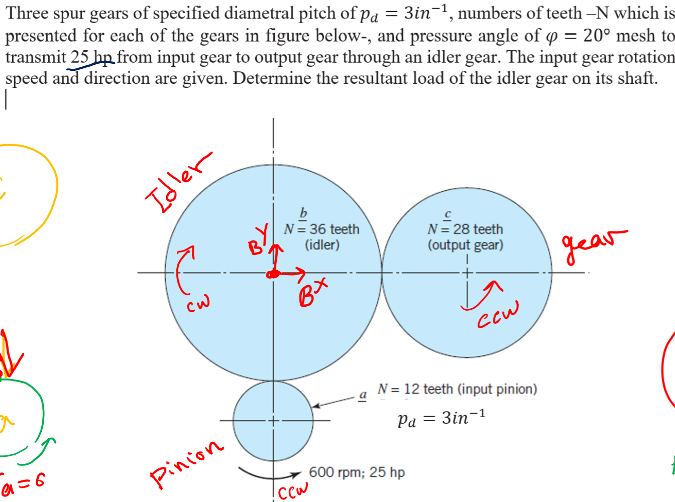 Solved = Three Spur Gears Of Specified Diametral Pitch Of Pa | Chegg.com