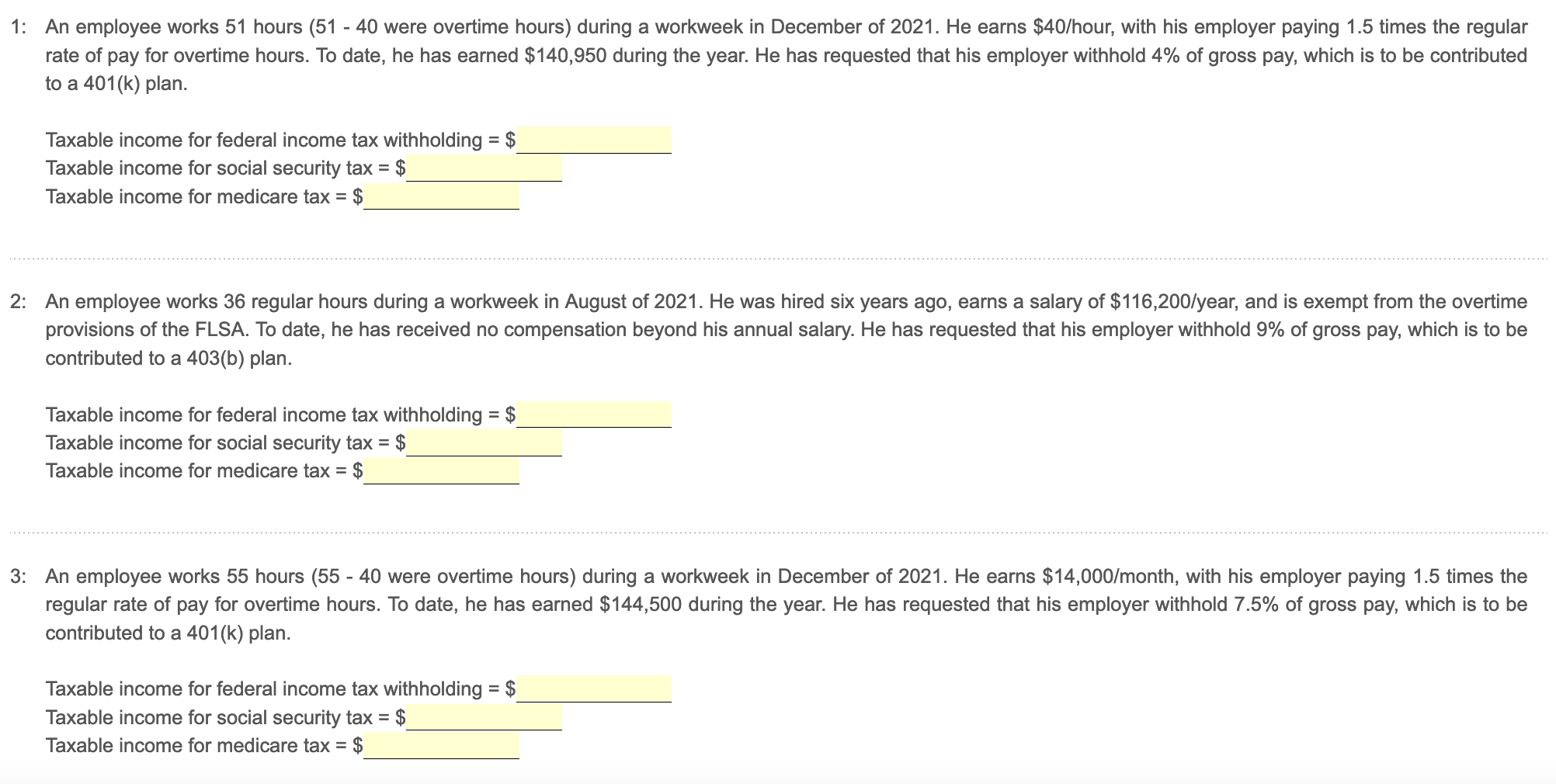 Solved 1 An employee works 51 hours (51 40 were overtime