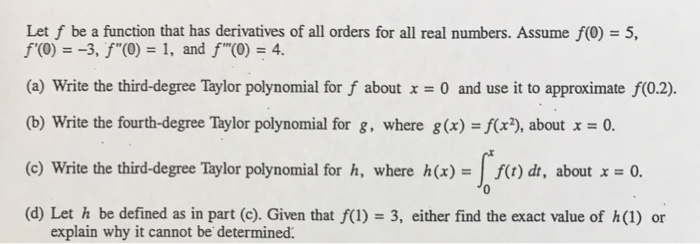 Solved Let f be a function that has derivatives of all | Chegg.com