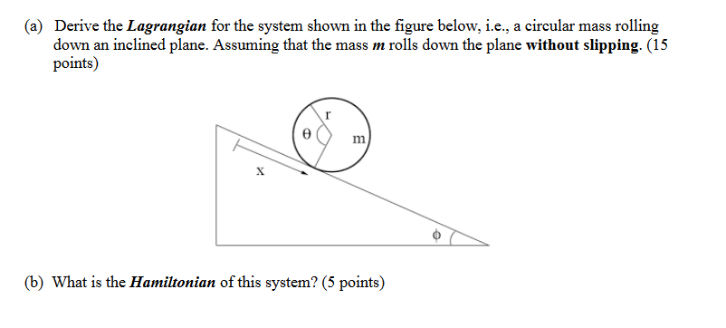 Solved (a) Derive the Lagrangian for the system shown in the | Chegg.com