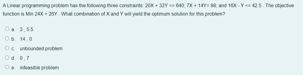 Solved A Linear programming problem has the following three | Chegg.com