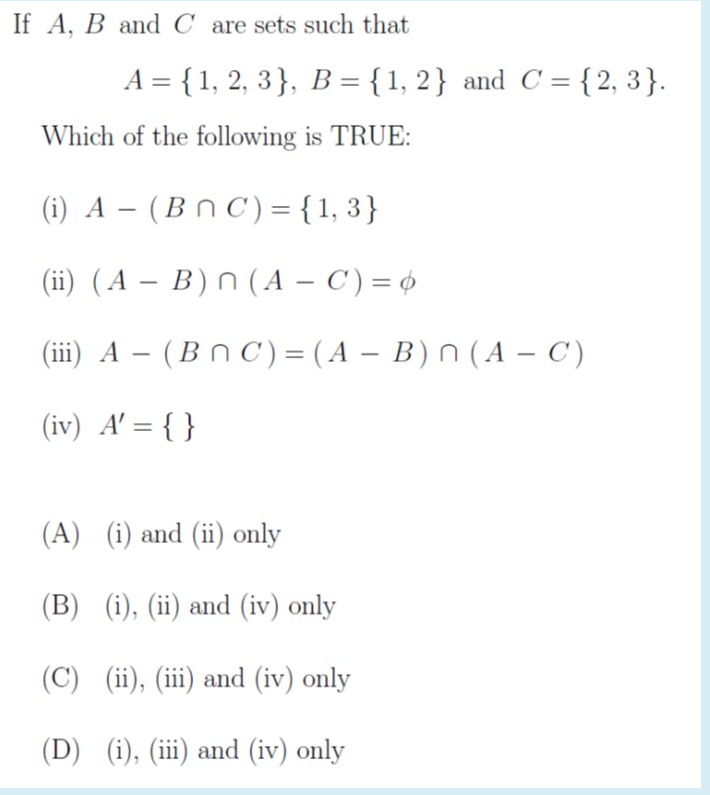 Solved If A, B and C are sets such that A= {1, 2, 3}, B = | Chegg.com