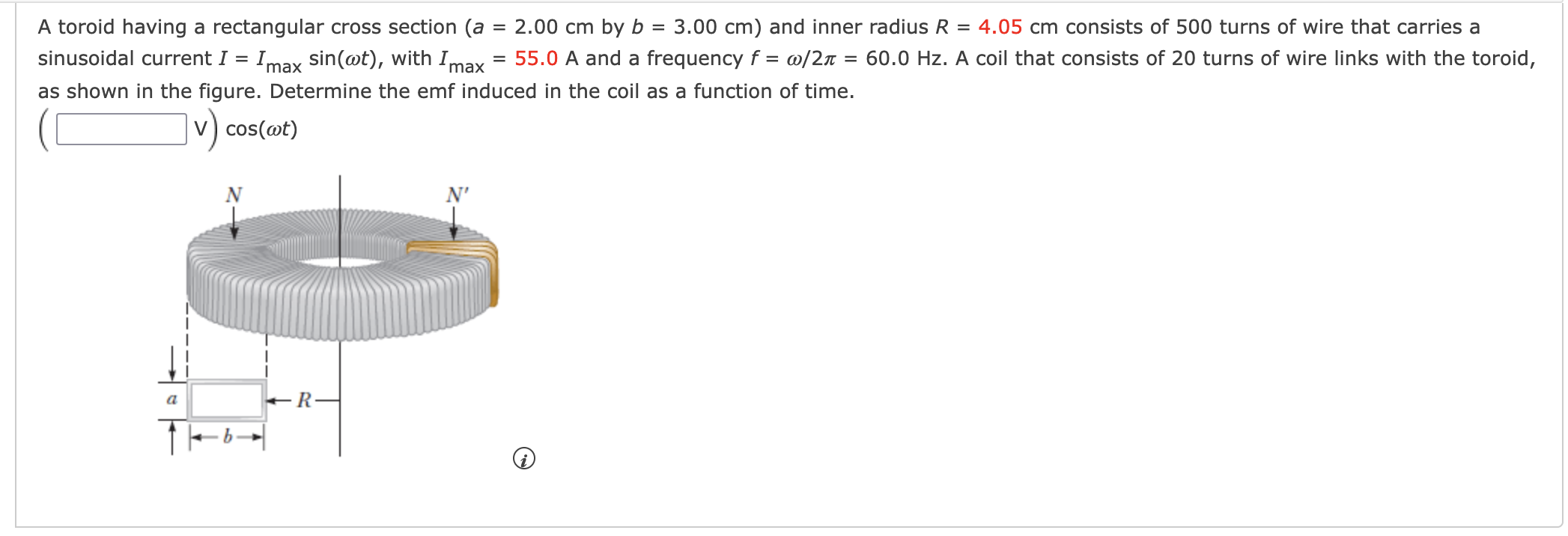 Solved = = A toroid having a rectangular cross section (a = | Chegg.com