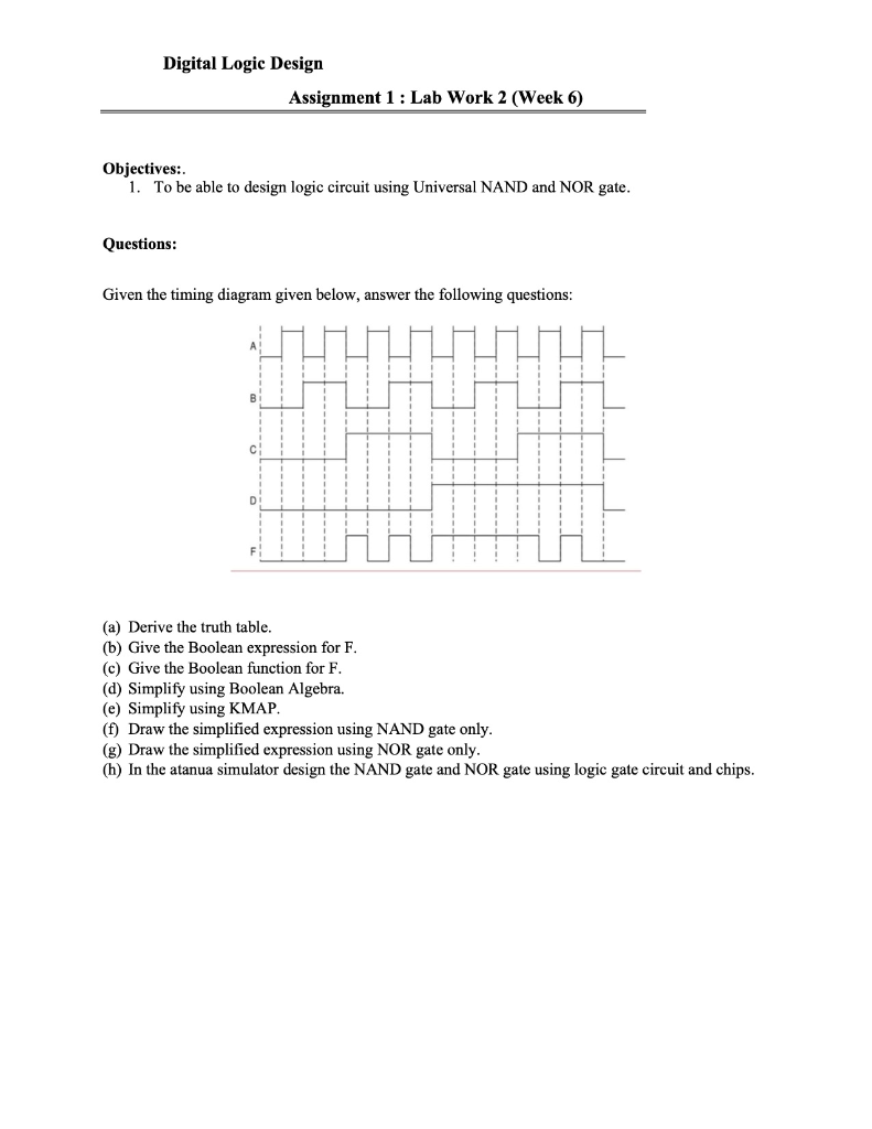 Solved Digital Logic Design Assignment 1: Lab Work 2 (Week | Chegg.com