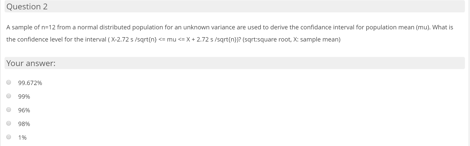 Solved Question 2 A sample of n=12 from a normal distributed | Chegg.com