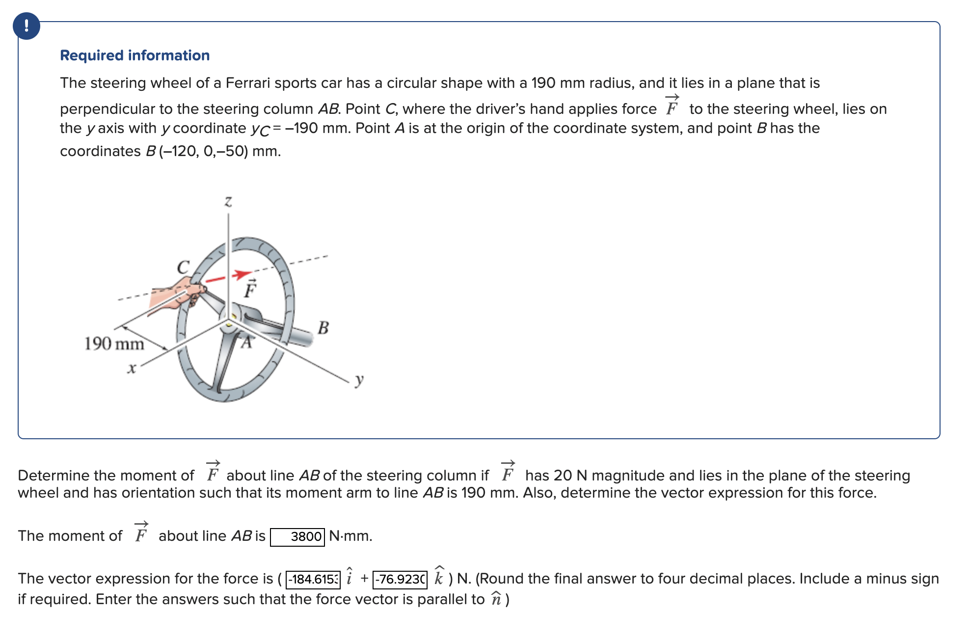 Solved Required information The steering wheel of a Ferrari | Chegg.com