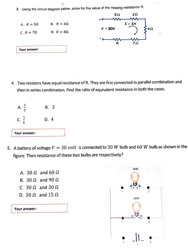 Solved 3. Using the circuit diagram below, solve for the | Chegg.com